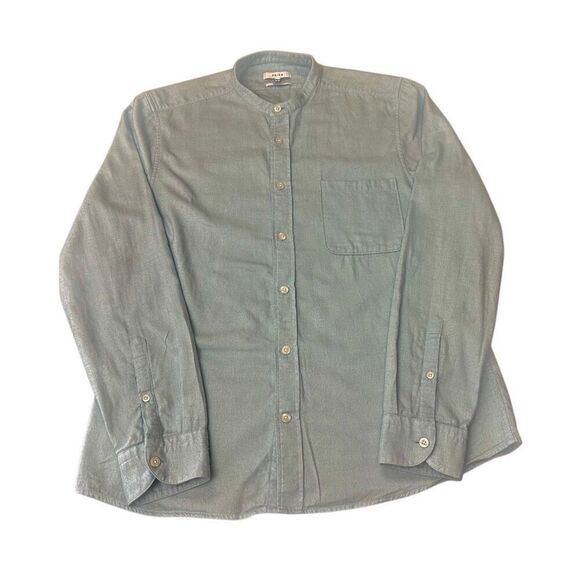 REISS Maine Light Blue  Wash Grandad Collar Shirt Sz: L - Picture 2 of 8